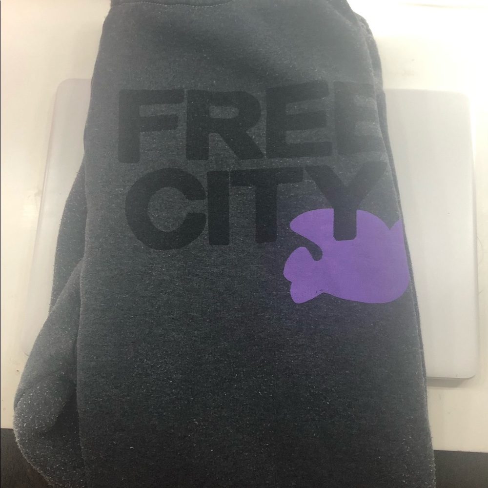 Gray Freecity Sweatpants.   Definitely have some bumps from being washed!